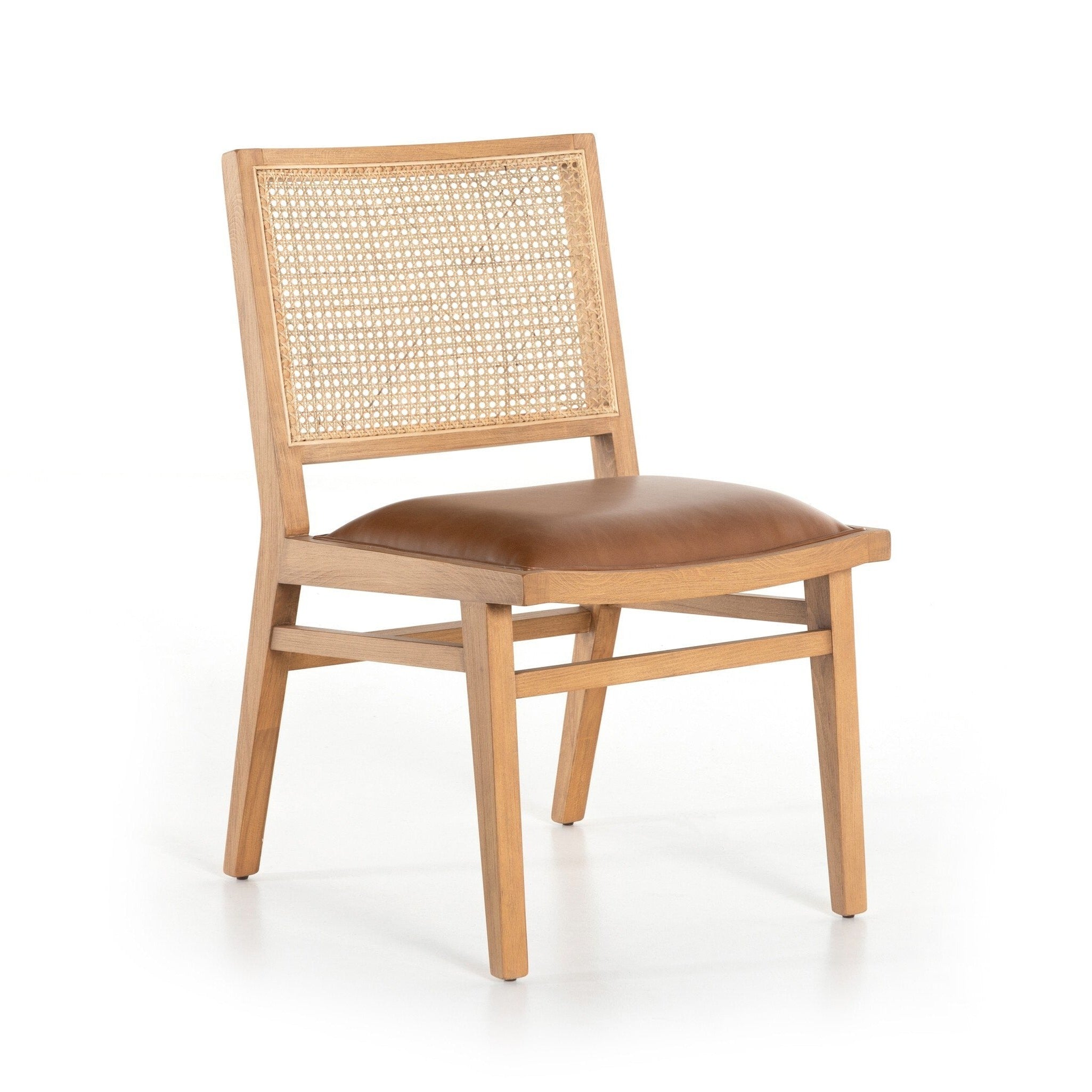 Dalton Leather and Cane Dining Chair