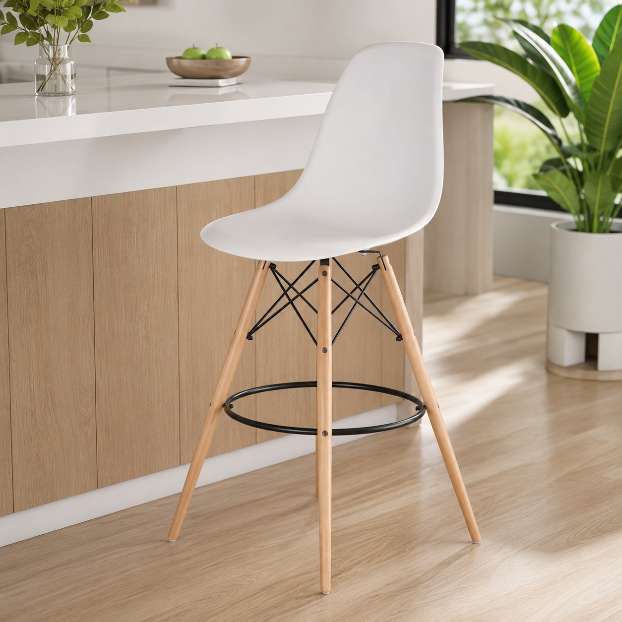 Eiffel Stool Natural Wood Legs (26")