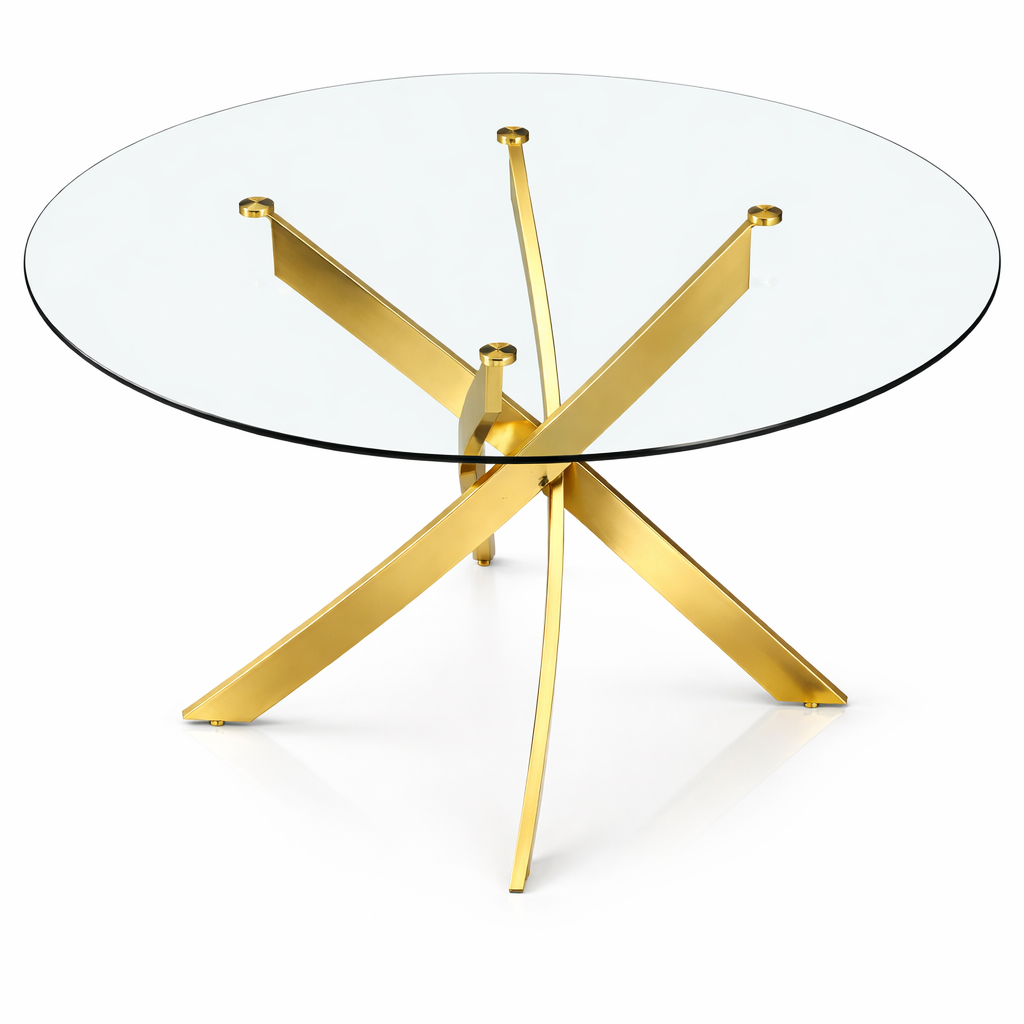 Glass Star Round Dining Table (Gold)