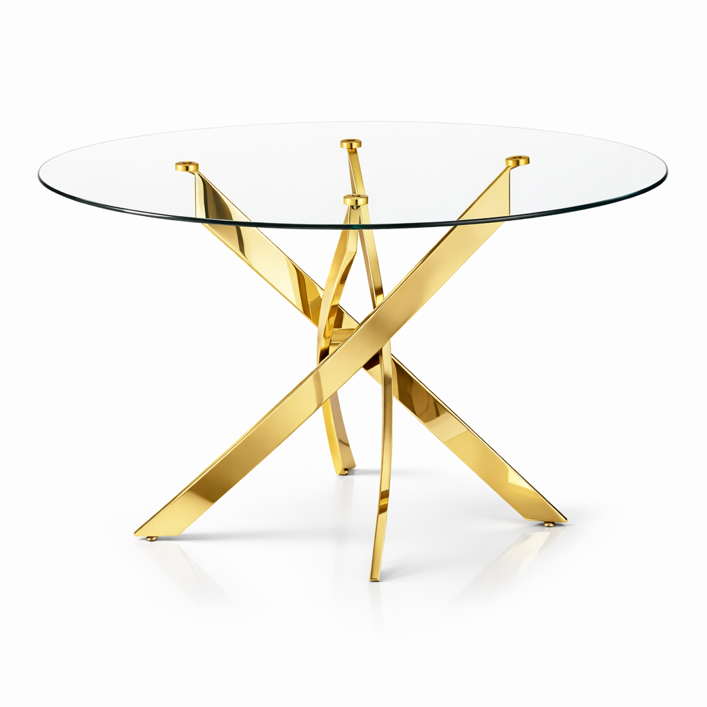 Glass Star Round Dining Table (Gold)