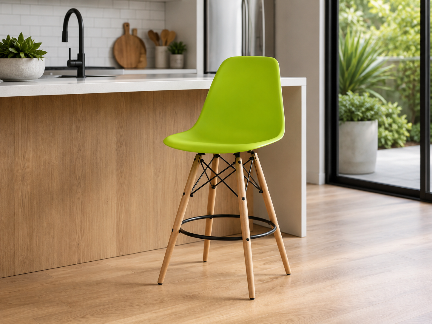 Eiffel Stool Natural Wood Legs (26")