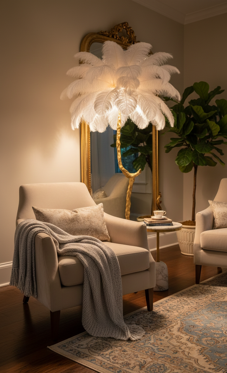 Ostrich Feathers Floor Lamp