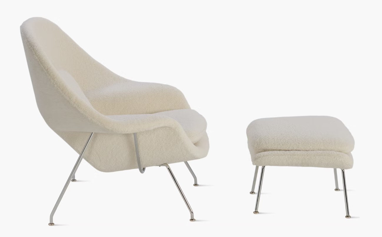 Womb Lounge Chair And Ottoman (Boucle Fabric)