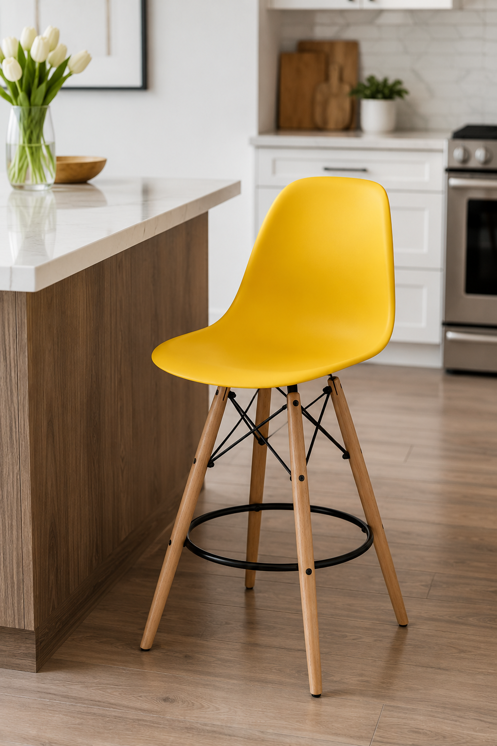 Eiffel Stool Natural Wood Legs (26")