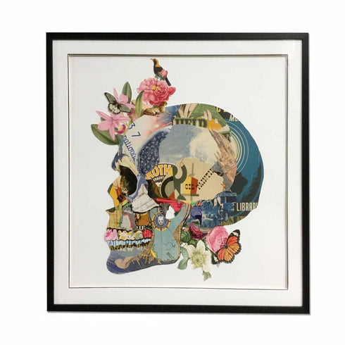 Side face of a skull Collage Art with Black PS Frame