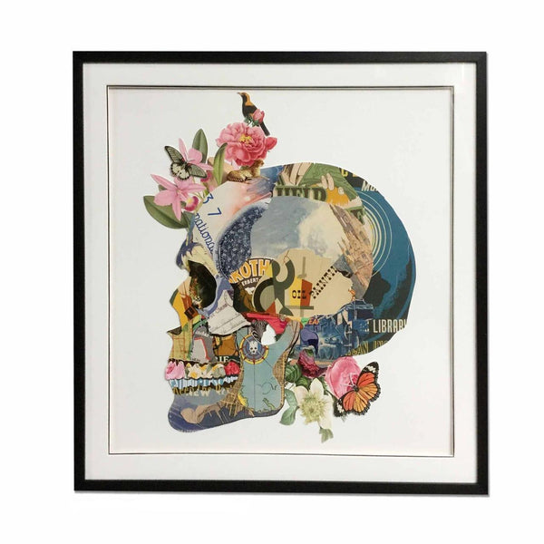 Side face of a skull Collage Art with Black PS Frame