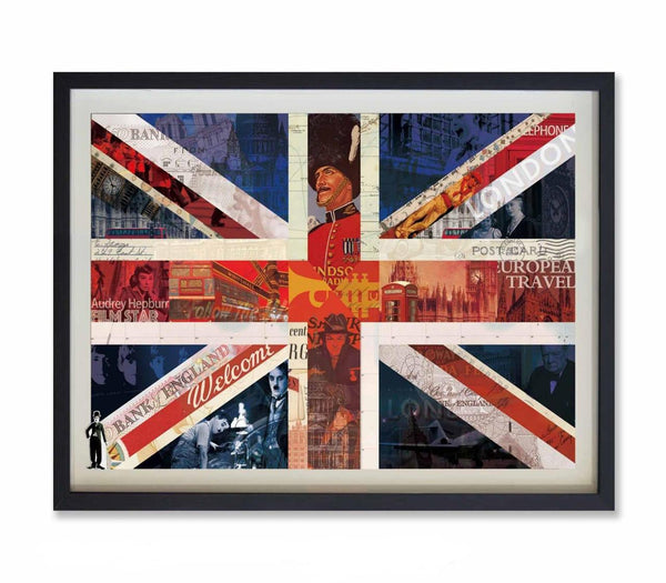 UK National Flag Collage Art with Black Frame