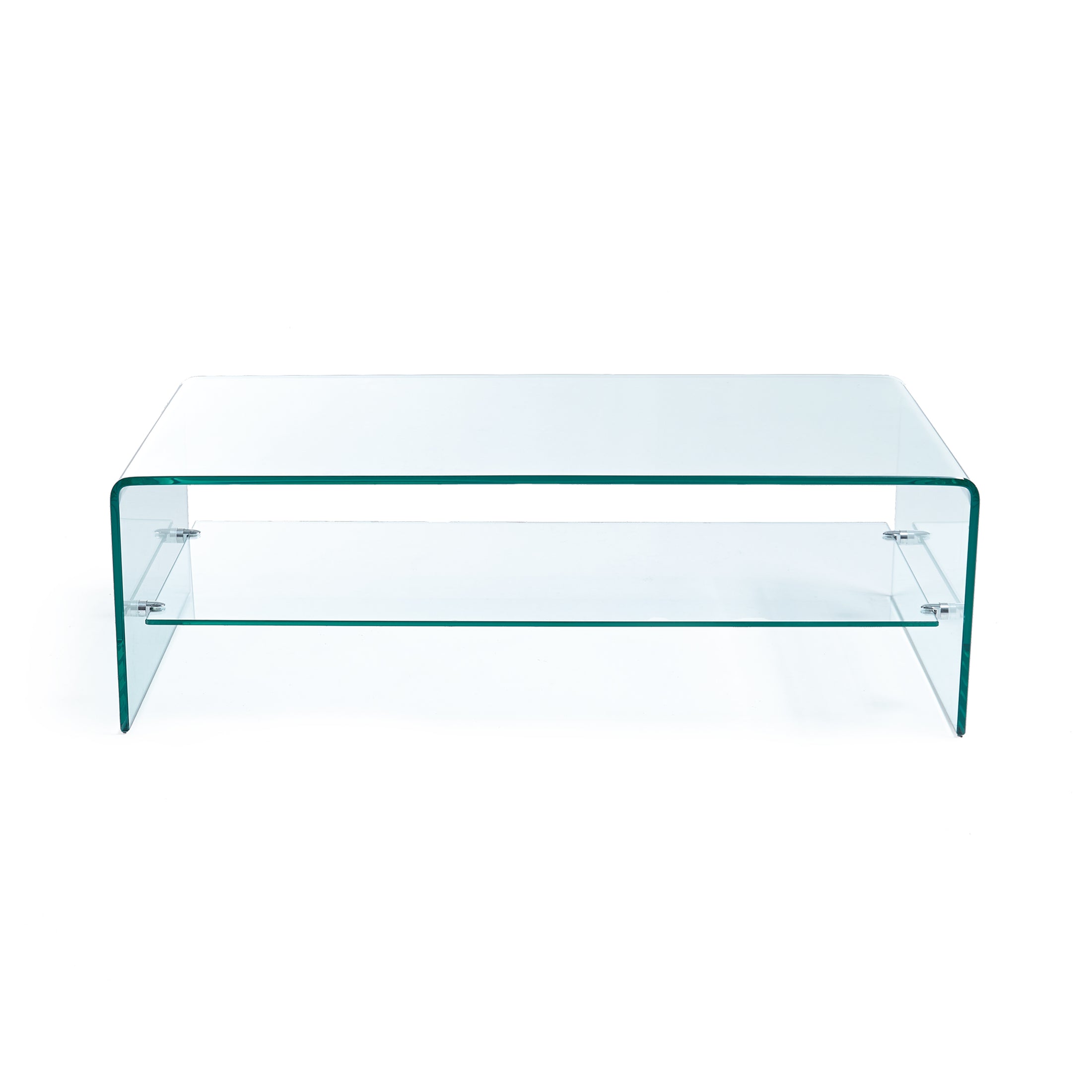 Waterfall Coffee Table with Glass Top Shelf