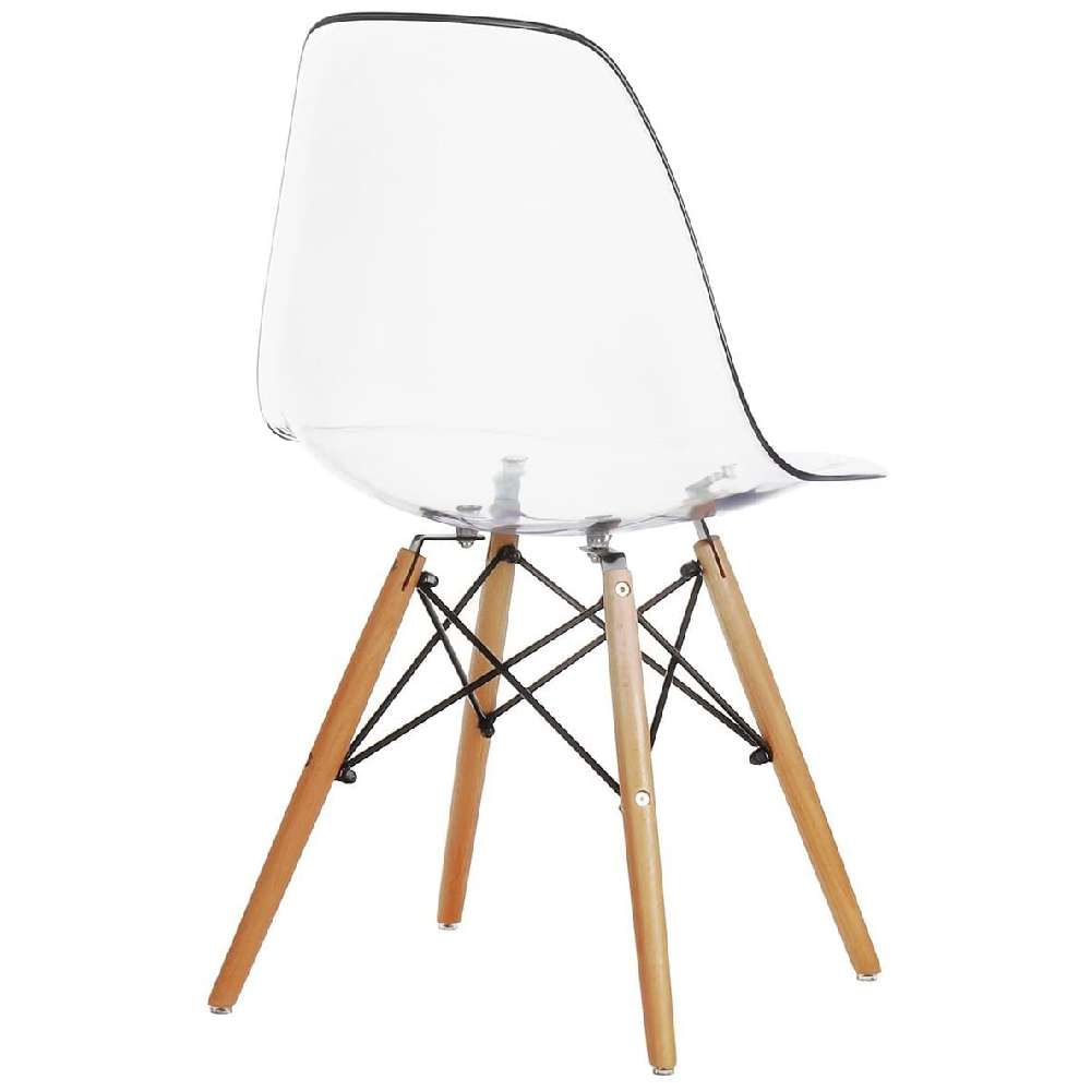 Eiffel Chair with Natural Wood Leg Clear