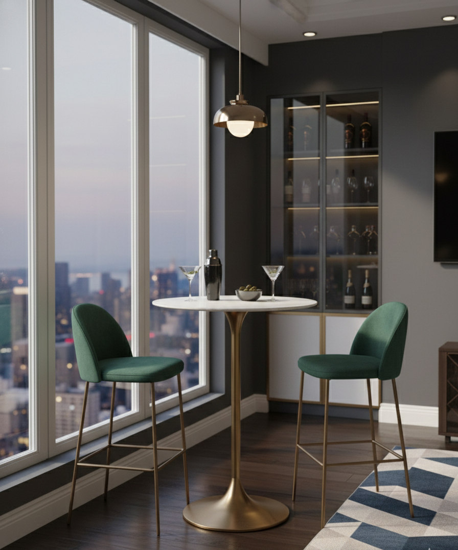 Leo Brass Faux Marble (Stone) Bar Table