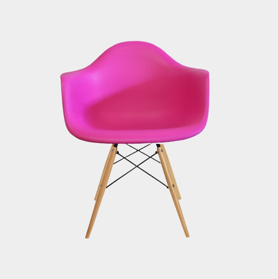 Eames Molded Plastic Armchair (Natural Wood Legs)