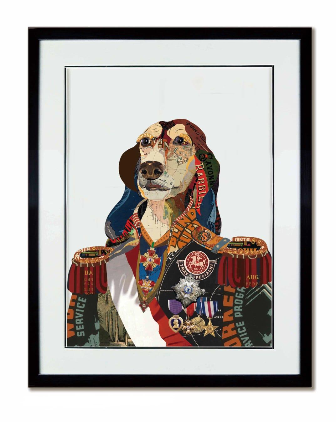 Dog General Collage Art with Black Frame