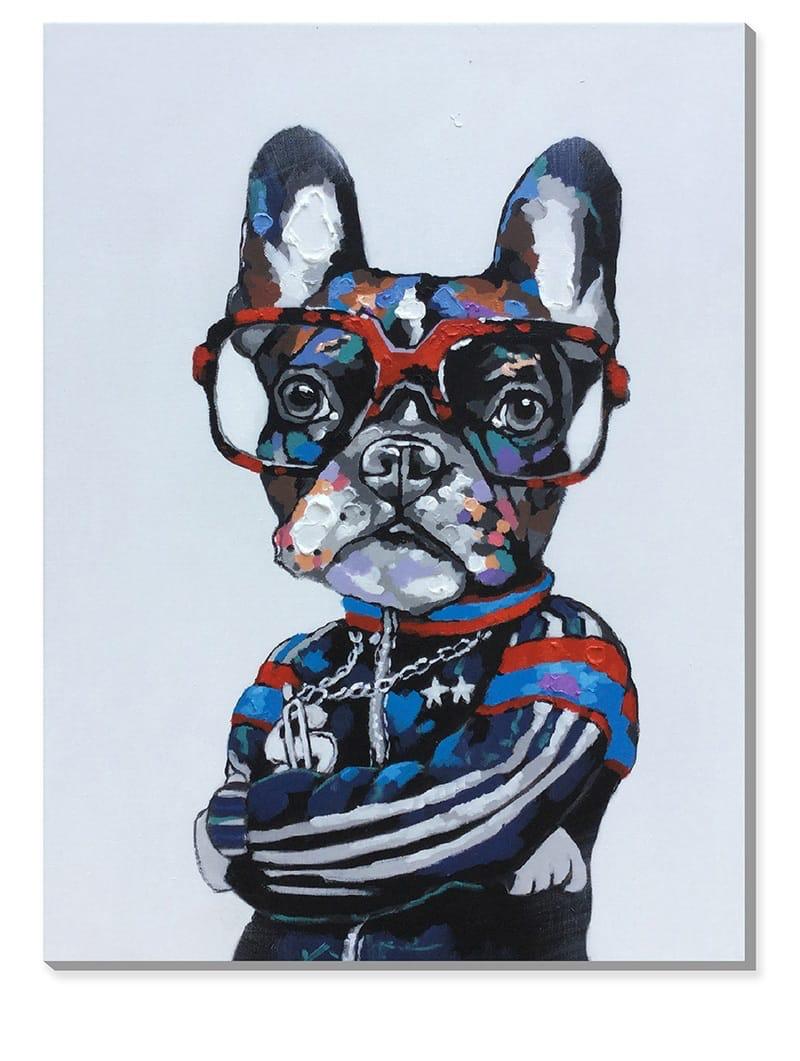 Gangsta Dog with Red Glasses - 50% Hand Painted