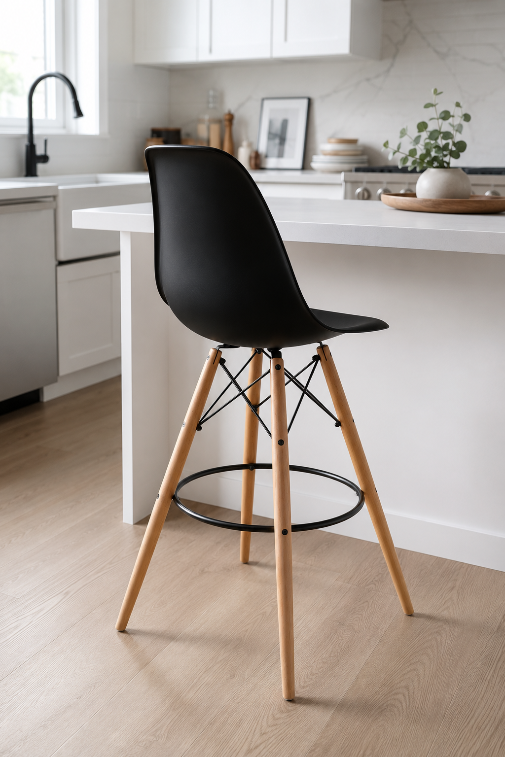 Eiffel Stool Natural Wood Legs (26")