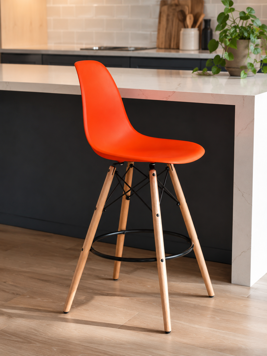 Eiffel Stool Natural Wood Legs (26")