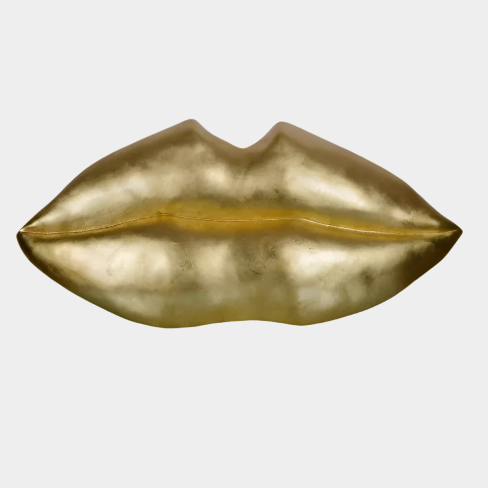 Polyresin Golden Lip Sculpture