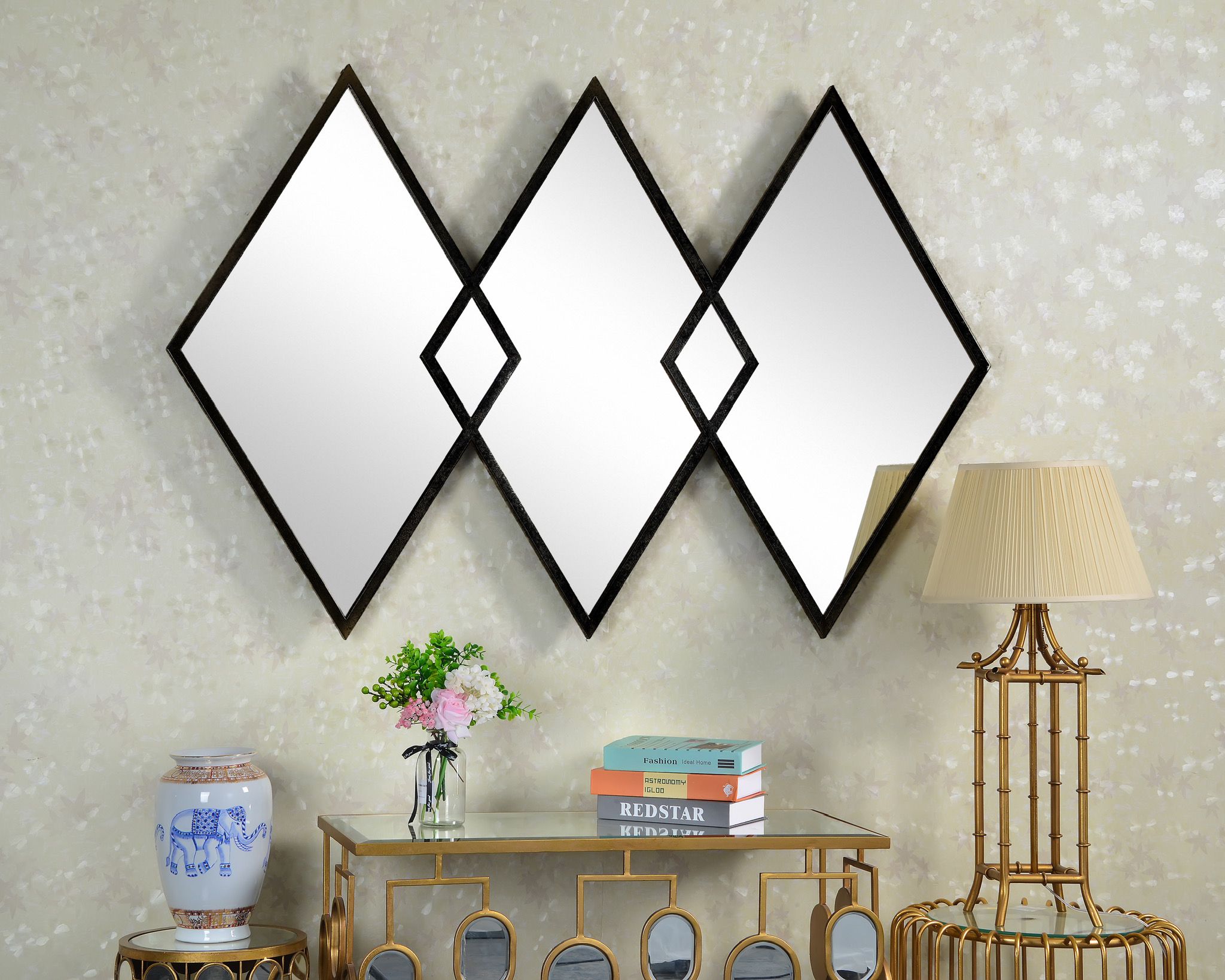 Overlapping Diamonds Metal Wall Mirror