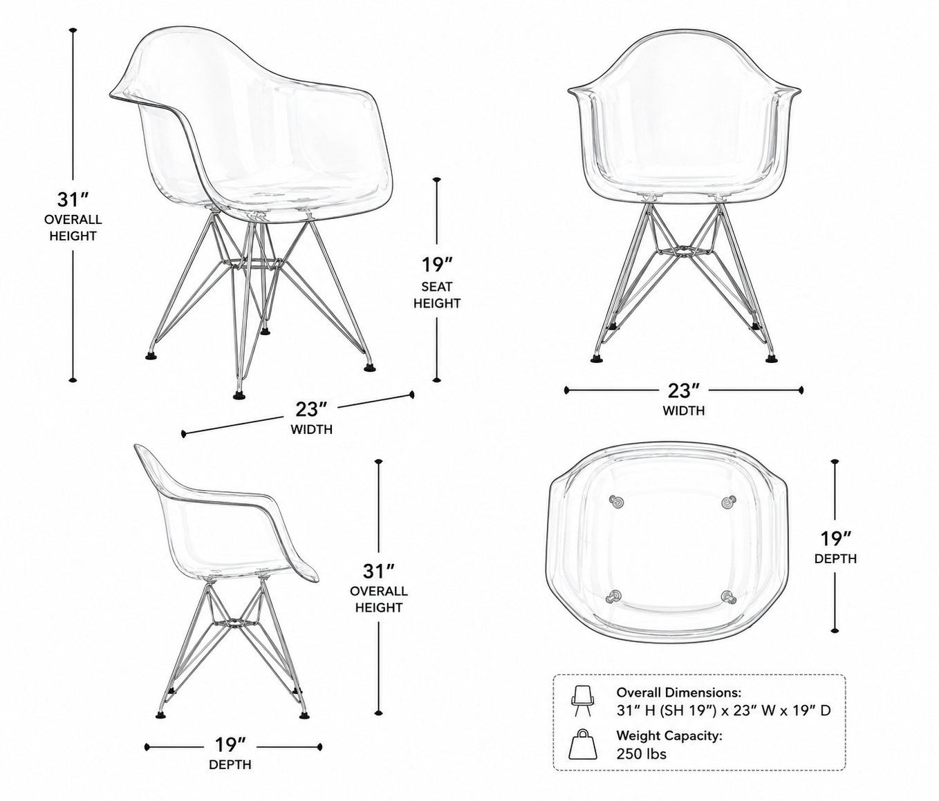 Bucket Arm with Chrome legs