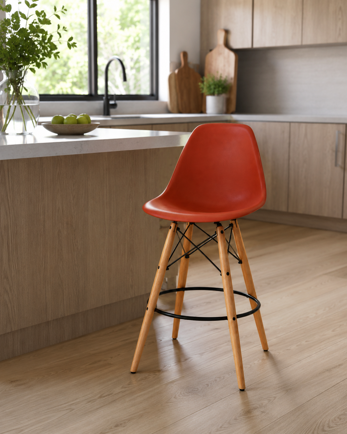 Eiffel Stool Natural Wood Legs (26")