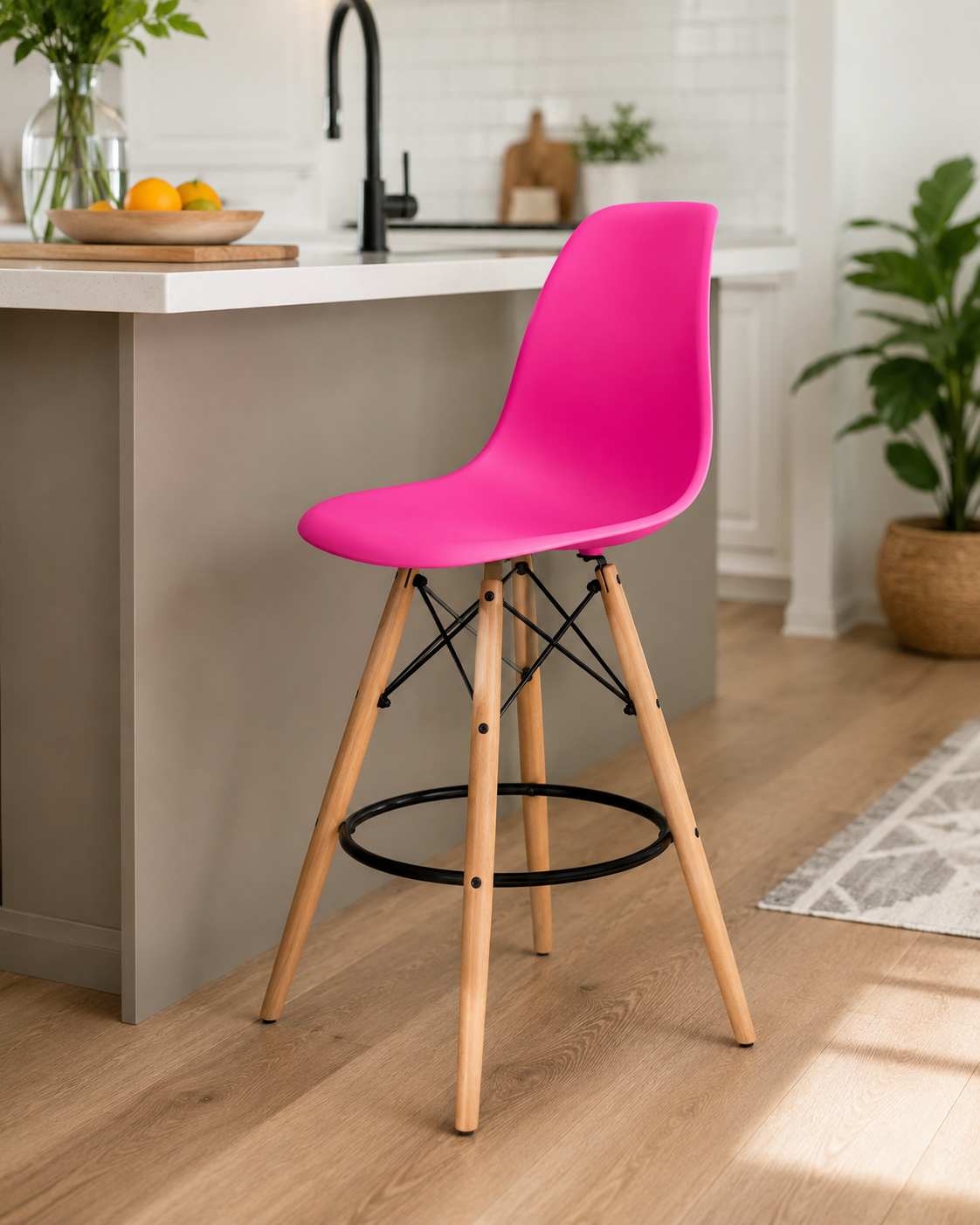 Eiffel Stool Natural Wood Legs (26")