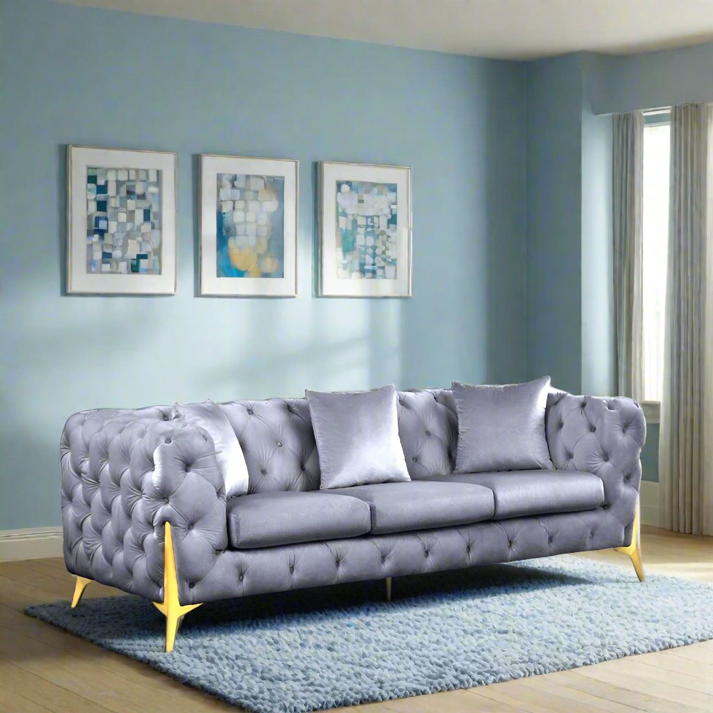 Finick Velvet 3 Seater Sofa