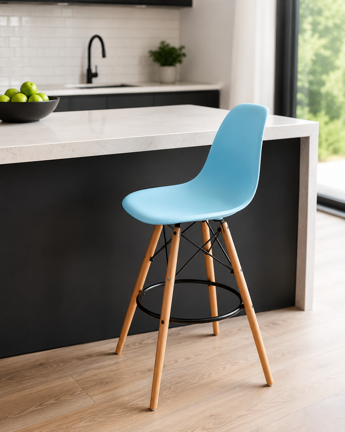 Eiffel Stool Natural Wood Legs (26")