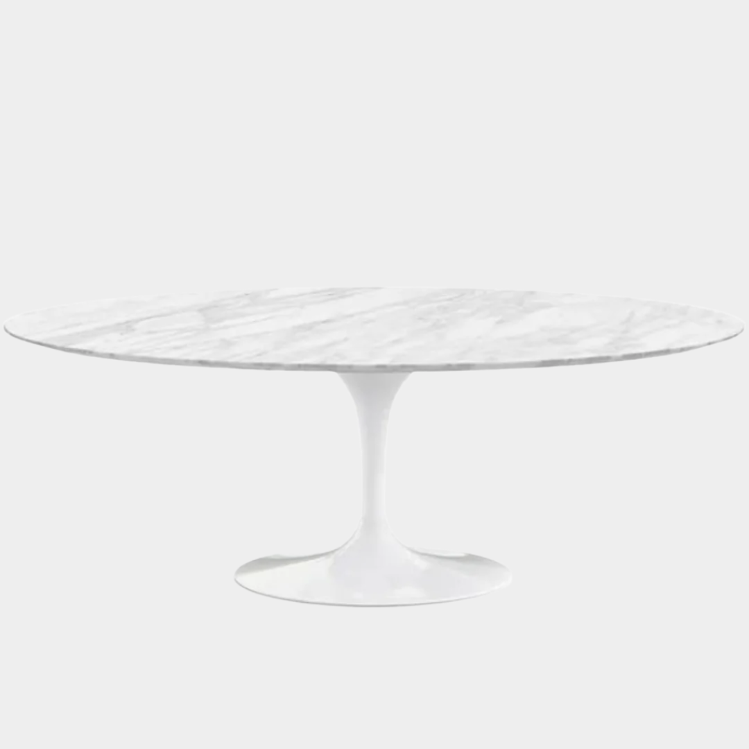 Oval Marble White Dining Table